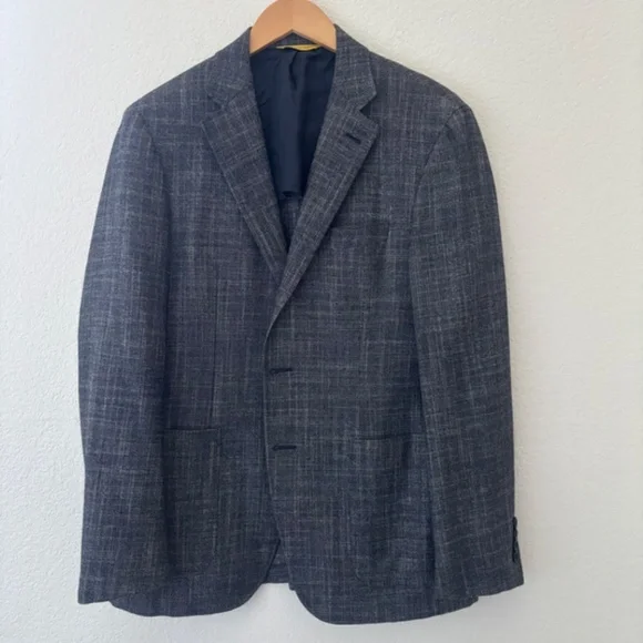 Canali Kei blue modern fit jacket wool silk cashmere blend 34/50 - Picture 8 of 12